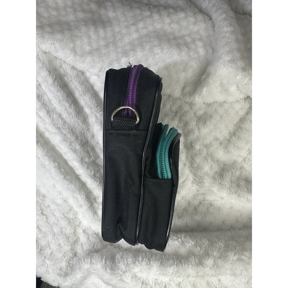 Vintage Small Lebo Voyager Padded Camera Bag Black, Teal, Purple 80's *NO STRAP*